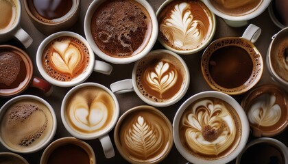 so many cups of coffees with dark background