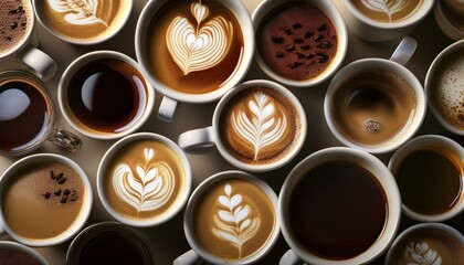 so many cups of coffees with dark background