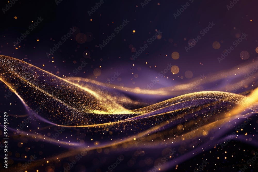 Sticker A beautiful wave on a purple and gold background, suitable for various design projects