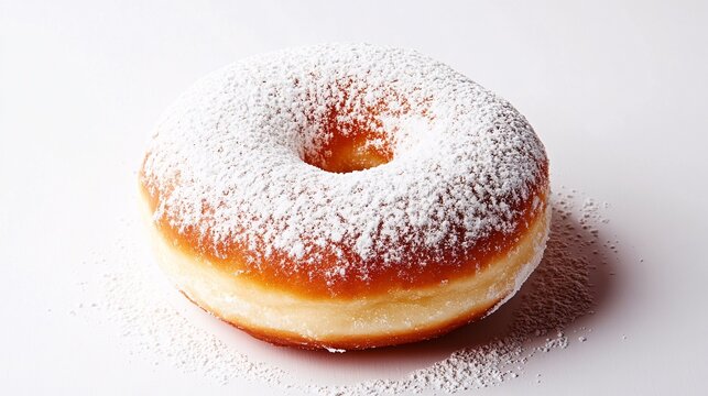 Sweet tasty glazed donut decorated with coconut powder isolated on white