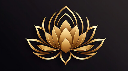 Abstact geometric lotus flower gold icon design. Floral beauty industry logo design.