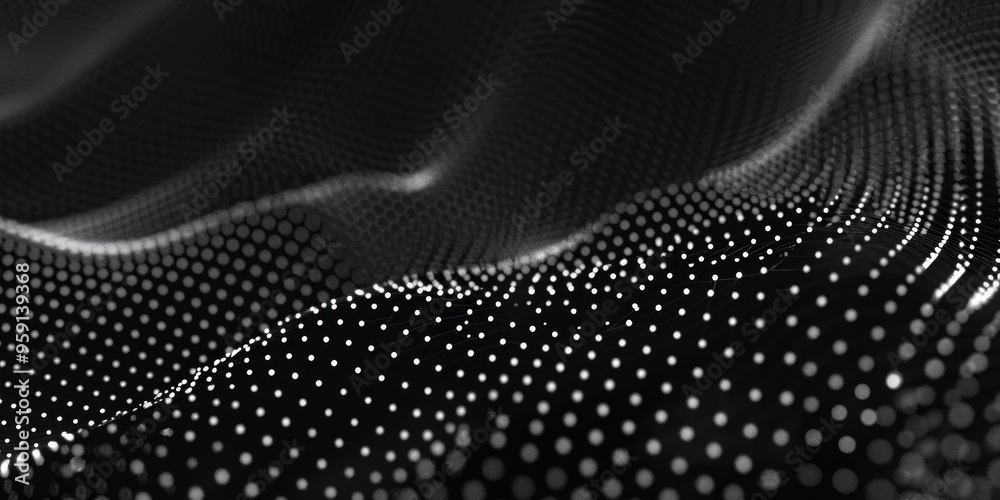Aufkleber A wave of black and white dots on a background, perfect for use in data visualization or abstract designs