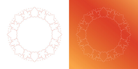 紅葉やイチョウ、木の実をモチーフにした秋の飾り枠。高級感のある囲みのデザイン