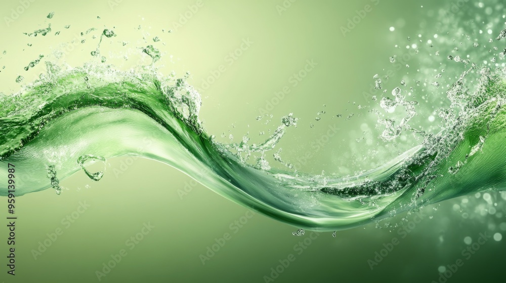 Wall mural abstract green water wave