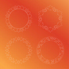 紅葉やイチョウ、木の実をモチーフにした秋の飾り枠。高級感のある囲みのデザイン