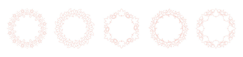 紅葉やイチョウ、木の実をモチーフにした秋の飾り枠。高級感のある囲みのデザイン