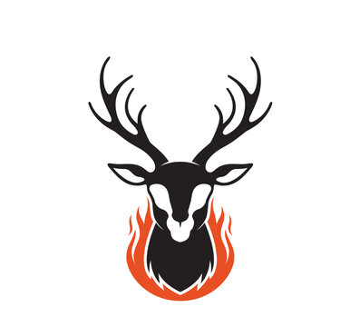 creative reinder head fire flame logo vector icon symbol design illustration