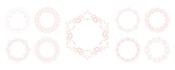 紅葉やイチョウ、木の実をモチーフにした秋の飾り枠。高級感のある囲みのデザイン