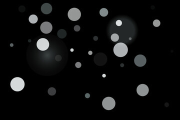 Silver confetti point on a black background. Luxury festive background. Silver grainy abstract texture overflows against a black background. Element of design. Vector illustration, EPS 10.