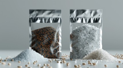 A couple of bags packed with various food items for everyday needs and meals