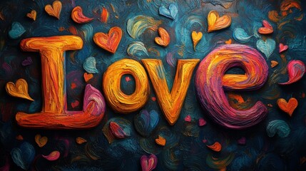 Fototapeta premium Abstract Colorful Love Typography Painting