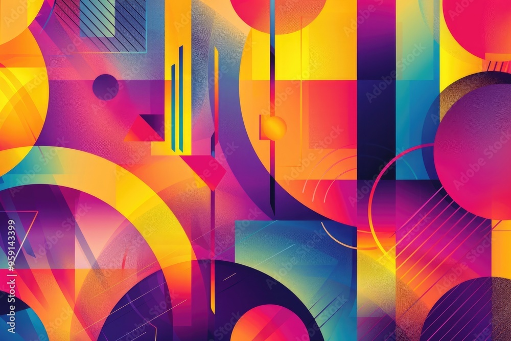Poster A vibrant background featuring interconnected circles and lines, suitable for use in presentations or as a design element