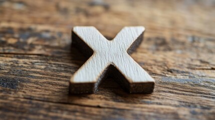 Wooden Letter X on Rustic Wooden Background