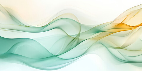 A graceful abstract background featuring delicate curves and gradients in pastel green and gold. The design has a modern, elegant feel with smooth, flowing lines.