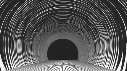 Line art illustration featuring a modern 3D geometric style background with arching circular lines perfect for use as a template