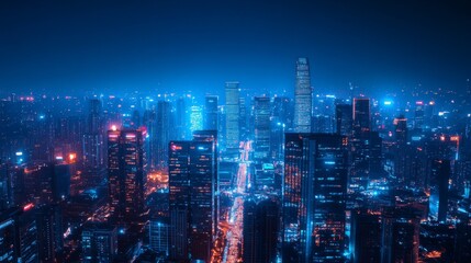 Fototapeta premium Futuristic Cityscape at Night