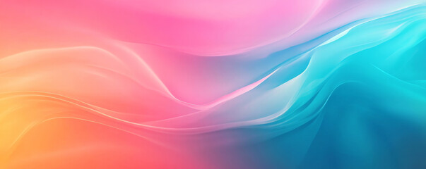 Obraz premium A bright, abstract background with smooth gradients in shades of pink, turquoise, and orange. The design creates a vibrant, modern look with fluid color transitions.
