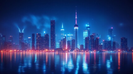 Fototapeta premium Futuristic Cityscape at Night