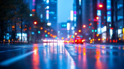 Obraz premium City Rain Reflection at Night