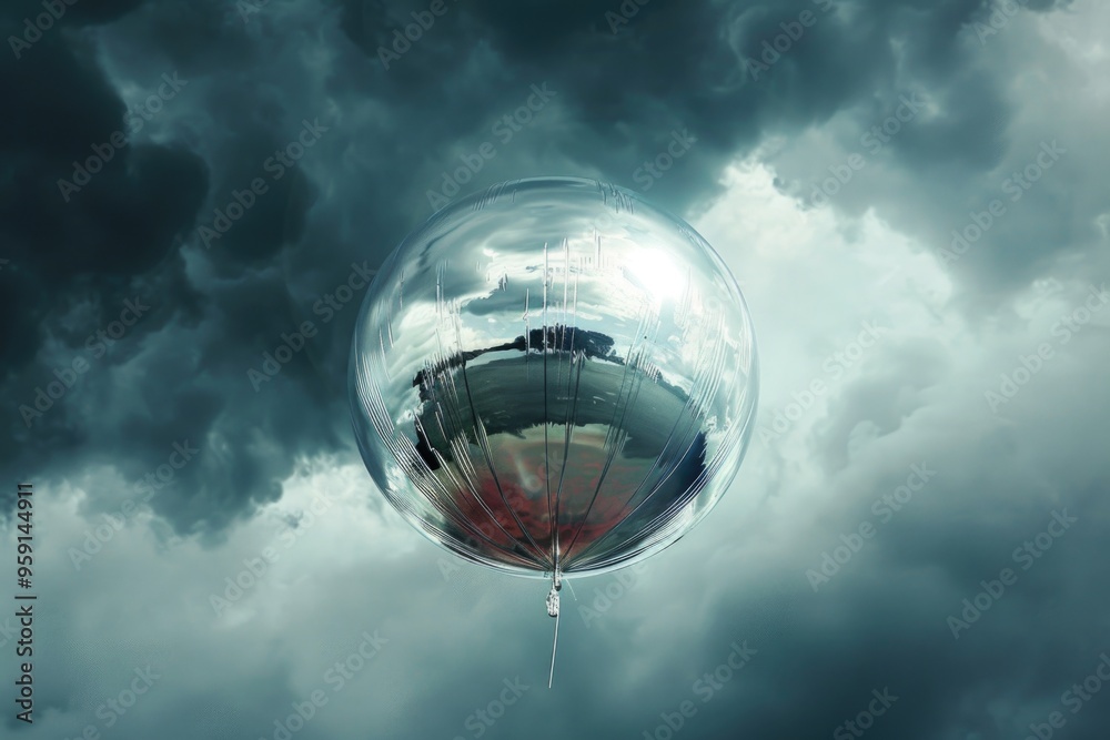 Aufkleber a car's reflection appears in a shiny balloon, perfect for use in concepts related to cars, advertis