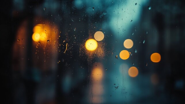 Moody Rainy Night with Blurry City Lights
