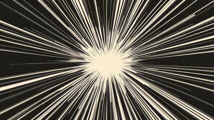 Abstract line art illustration featuring a background with a burst of light and an explosion of radiant rays Graphic design element