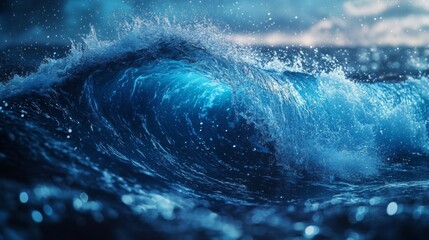 Obraz premium Majestic Ocean Wave in Blue