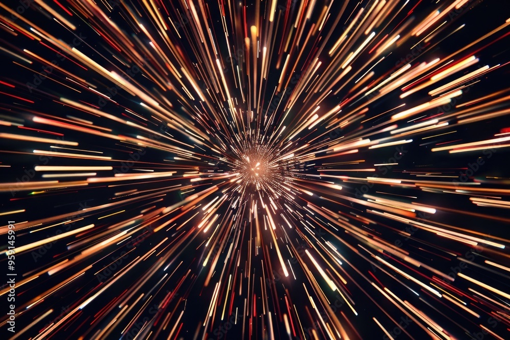 Poster A firework exploding in the dark night sky with stars and clouds