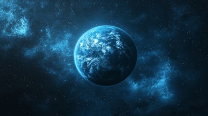 Naklejka premium Blue Earth in Deep Space