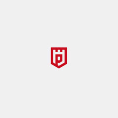 Letter P castle icon logo flat vector design © Heisenberg1992