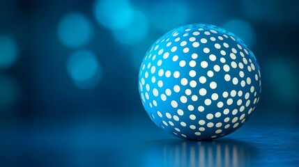 Polka-Dotted Blue Egg on Artistic Blue Bokeh Background