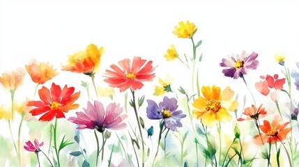 Fototapeta premium Vibrant Watercolor Floral Design Celebrating Nature's Colors and Beauty