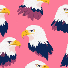 Obraz premium Seamless pink bald eagle repeating background pattern