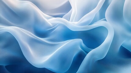 Fototapeta premium Wavy blue silk fabric texture