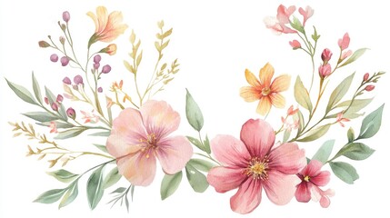 Obraz premium Vibrant Watercolor Floral Arrangement for Home Decor and Art Enthusiasts
