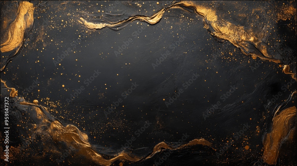 Sticker Abstract Black and Gold Texture