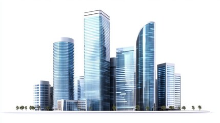 Obraz premium Skyscrapers on White Background. Modern office buildings. Business building isolated.