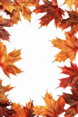 Naklejka premium A collection of fall leaves arranged in a circular shape on a white background