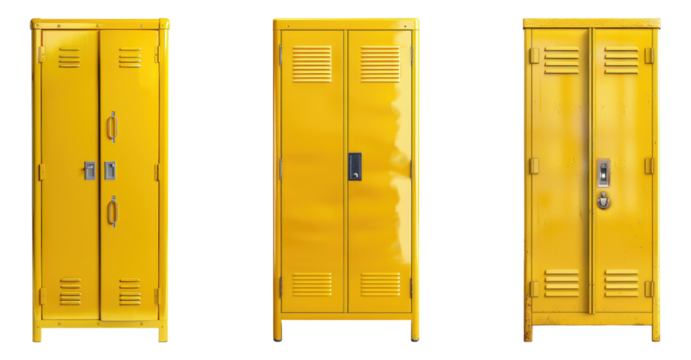 Yellow locker isolated on transparent background