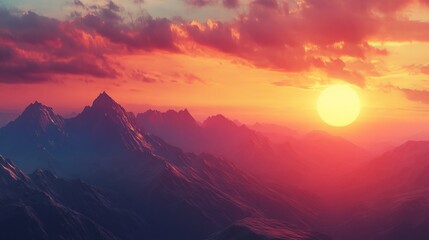 Fototapeta premium the sun is setting over a mountain range