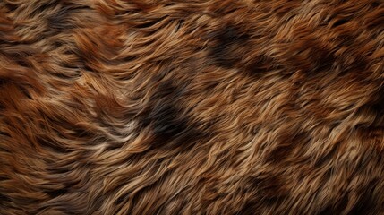 Fototapeta premium The photograph features a rich, textured fur background with a variety of warm brown tones. The wavy strands create a visually appealing and inviting surface, ideal for design projects