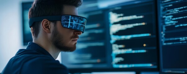 Coder with augmented reality, framework architecture, high-tech workspace