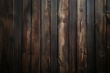 Fototapeta premium Dark walnut wooden backdrop with deep, luxurious brown tones. The wood surface is slightly textured with visible grain and a matte finish. The backdrop exudes a sophisticated, moody ambiance, perfect