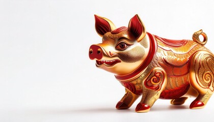 Chinese zodiac calendar twelve year cycle animal earthly branch yin water symbol of a pig. Lunar new year concept of the 12th month Sagittarius Capricorn. isolated on white background with copy space