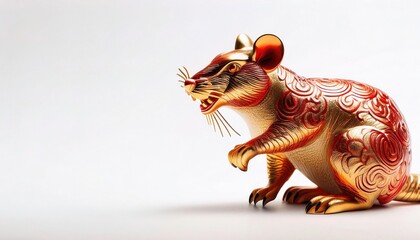 Chinese zodiac calendar twelve year cycle animal earthly branch yang water symbol of a rat. Lunar new year concept of the 1st month Capricorn Aquarius. isolated on white background with copy space