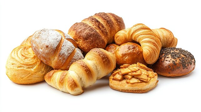 bakery items corner isolated on white background 