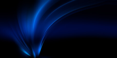 Abstract dynamic background with blurred bright blue gradient curves. Template of fluid digital wallpaper for desktop, website page, advertising, brochure, flyer. Wavy futuristic neon backdrop cover