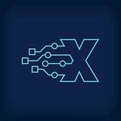 Digital LETTER X sign logo. Creative corporate technical, digital and connection logo template. vector