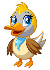 Naklejka premium vector illustration of cute little cartoon duck