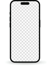 Minimalistick phone silhouette with transparent screen. Vector phone mockup.